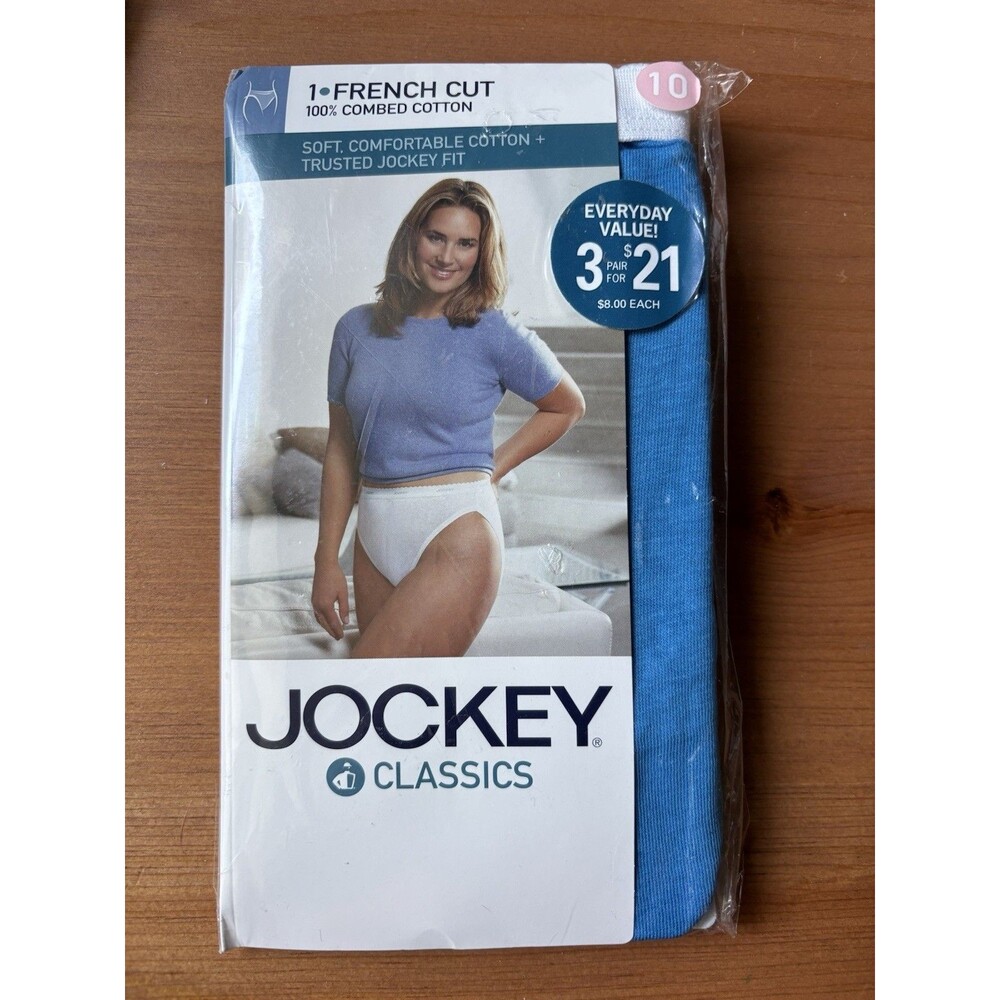 VNTG Jockey Classics French Cut Panties Women Size 10 Blue 100% Cotton 2003 New